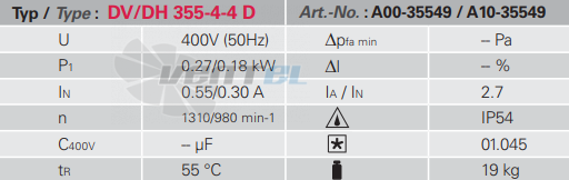 Rosenberg DV 355-4-4 D - описание, технические характеристики, графики